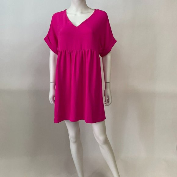 entro Dresses & Skirts - Entro Hot Pink Short Sleeve Babydoll Dress